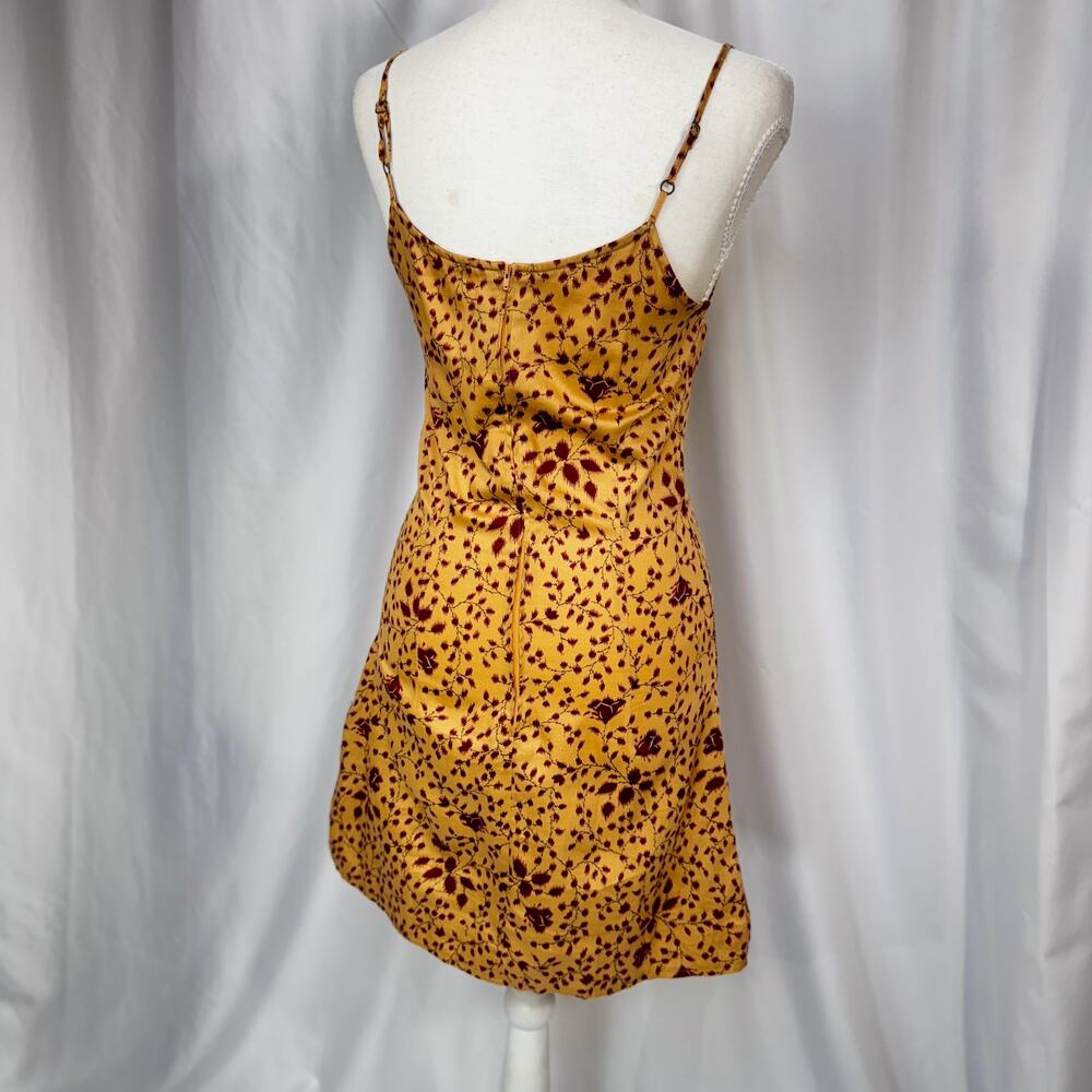 Sisley Italy Mini Slip Dress Yellow Red Floral 90s Y2K Euro Summer Romantic XS - Picture 16 of 16